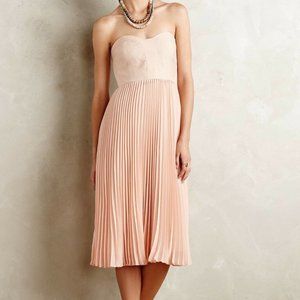 4 Collective Anthropologie Trissina Pleated Chiffon Dress Blush Pink Sz 10 $325